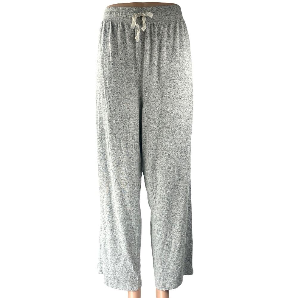 Donna Karan Women's Gray Heather High Waist Wide Leg Lounge Pajama Pants Size XL
